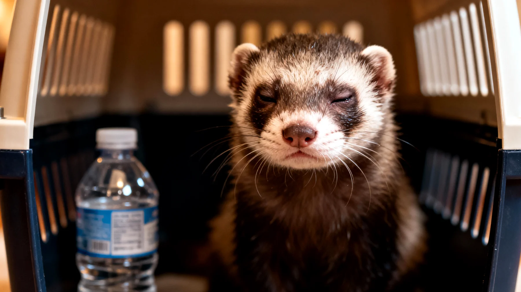 Frettchen leiden häufig unter Reisestress und können während des Transports dehydrieren, überhitzen oder Verdauungsprobleme entwickeln, da sie empfindlich auf Umgebungsveränderungen reagieren"