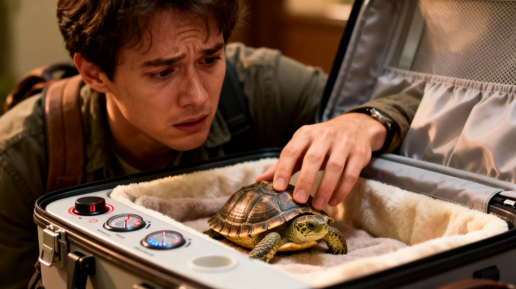 Schildkröten benötigen während einer Reise spezielle Transport- und Unterbringungsbedingungen, da sie empfindlich auf Temperaturänderungen, Stress und unzureichende Luftfeuchtigkeit reagieren, was ihre Gesundheit gefährden kann"