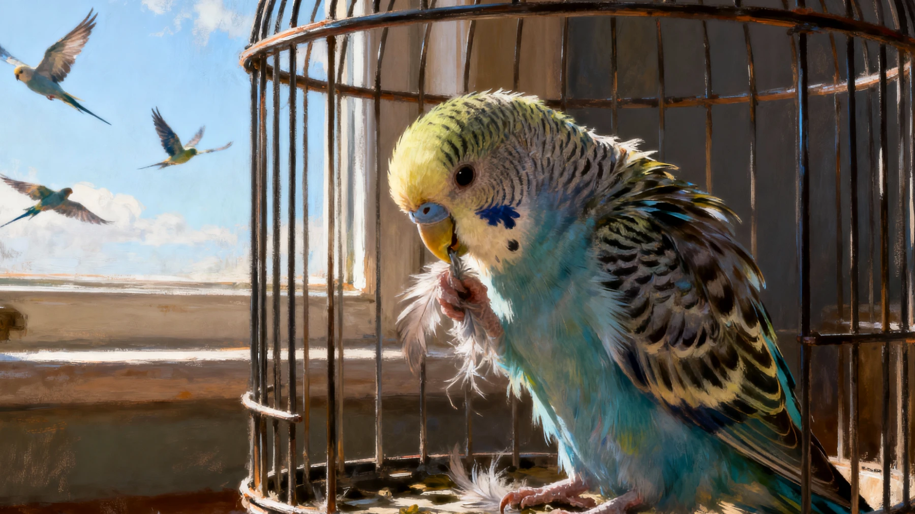 Wellensittiche zeigen oft Verhaltensprobleme wie übermäßiges Schreien, Federpicken oder Aggressivität, wenn sie nicht ausreichend mental stimuliert werden oder wenn ihre natürlichen Sozial- und Flugbedürfnisse nicht erfüllt werden"